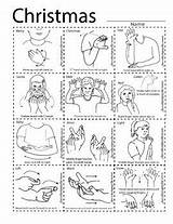 Christmas Sign Language Asl Cards Flash Coloring Words Book Preview sketch template