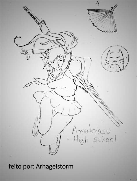 Amaterasu High School Smite Concept Art Skin By