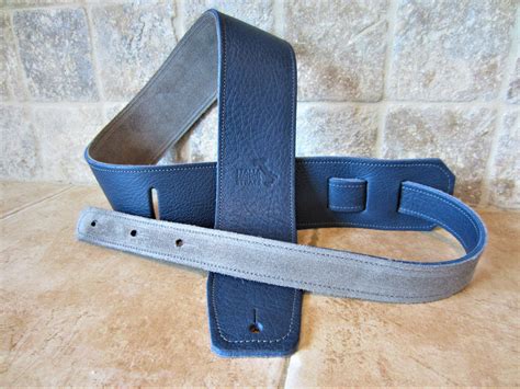 wide blue leather guitar straps italia leather straps