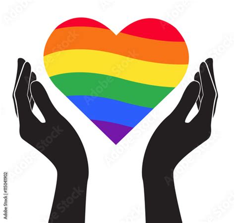 hand holding heart rainbow flag lgbt symbol vector eps10 stock vector