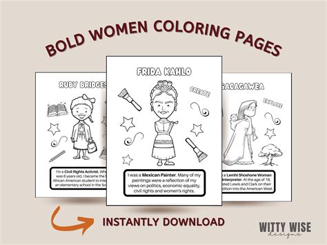 womens history coloring pages educational resources etsy