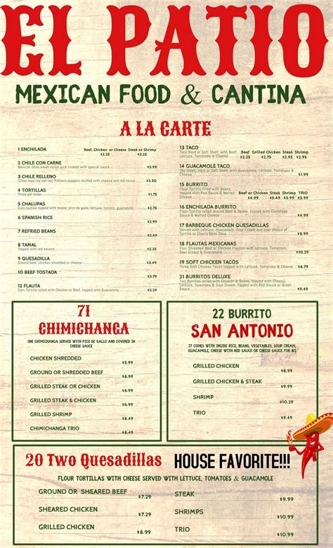 menu  el patio restaurant mexia texas  zmenu