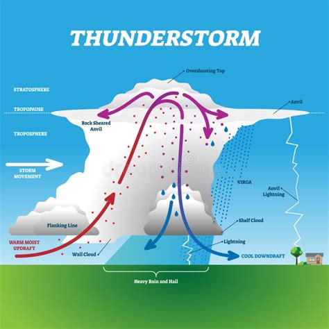 thunderstorm vector illustration labeled educational wind cloud