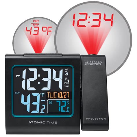 atomic projection alarm clock  indooroutdoor temperature la crosse technology