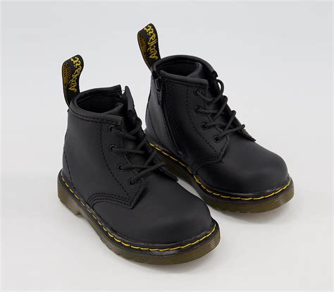 dr martens kids lace  boots  zip brooklee black unisex