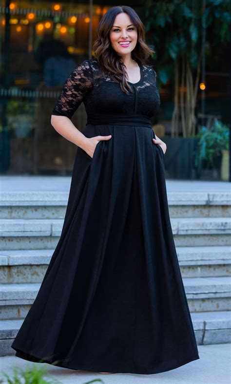 Plus Size Black Gown Floor Length Black Lace Dress