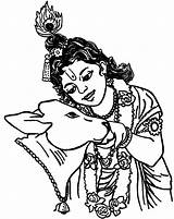 Krishna Cow sketch template