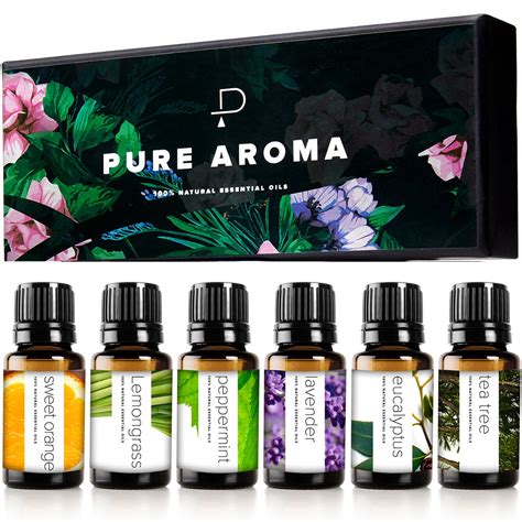 Essential Oils By Pure Aroma T Set Pack Top 6 Aromatherapy 100 Pure