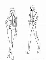 Fashion Template Illustration Croquis Female Back Front Sketch Illustrations sketch template