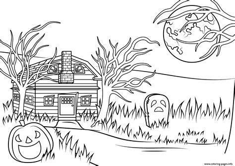 haunted house halloween coloring pages printable