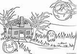 Halloween Coloring Haunted House Pages Printable Color Scary Book Kids sketch template