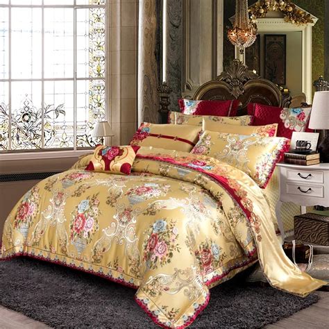 Luxury Bedding Sets Silk Satin Cotton Silver Golden Bed Spread Luxury