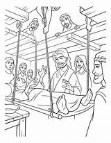 Jesus Through Lowered Heals Paralytic Heilung Heilt Teich Miracles Paralyzed Bethesda Kranker Healed Malvorlagan Malvorlage sketch template