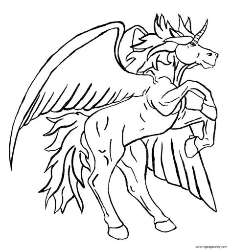 unicorn pegasus coloring page  printable coloring pages