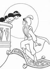 Aladdin Coloring Jasmine Balcony Princess Meet Color Netart sketch template