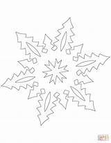 Christmas Snowflake Coloring Tall Trees Pattern Pages Supercoloring Choose Board sketch template