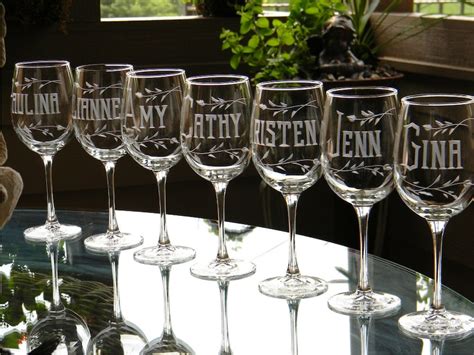 Set Of 2 Stemmed Wine Glasses Personalized With Name On Each Etsy