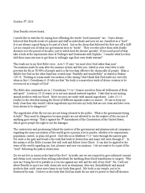Religious Exemption Letter | Sin | Vaccines