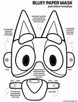 Bluey Mask Coloring Pages Printable Colour Paper Craft Activity Kids Play Sheet Print Info Xcolorings sketch template