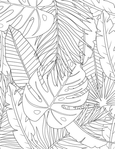 jungle leaves pages coloring pages