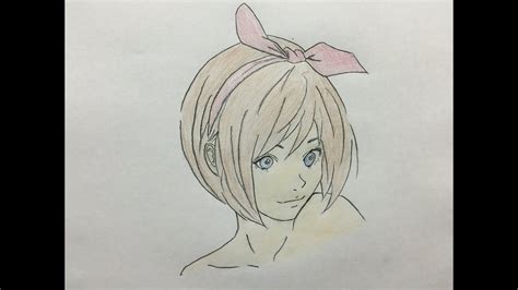 How To Draw Cute Girl Japanese Manga Colored Pencil Youtube