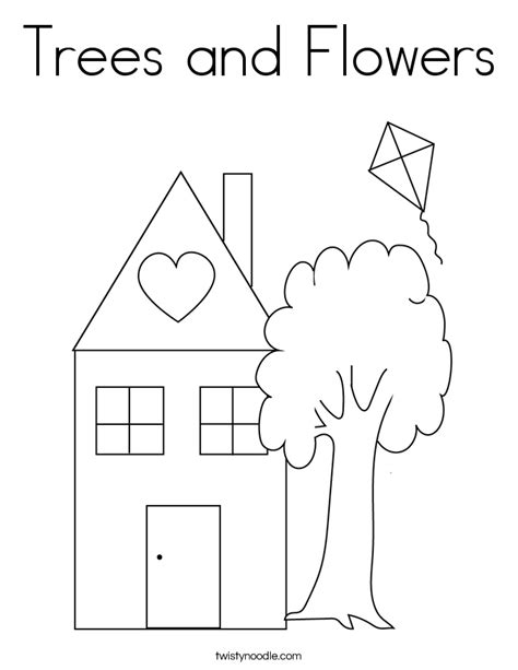 trees  flowers coloring page twisty noodle