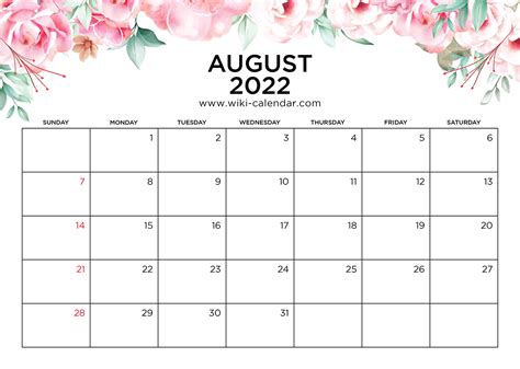 printable august  calendars  printable august  calendars