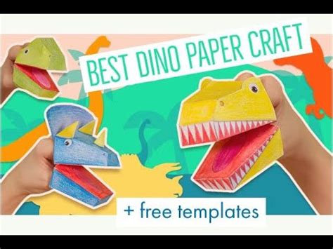 paper dinosaurs puppets easy craft  templates youtube