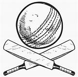 Cricket Bat Ball Drawing Sports Equipment Sketch Pages Doodle Vector Coloring Style Including Stock Outline Sport Cartoon Illustration Format Colouring sketch template
