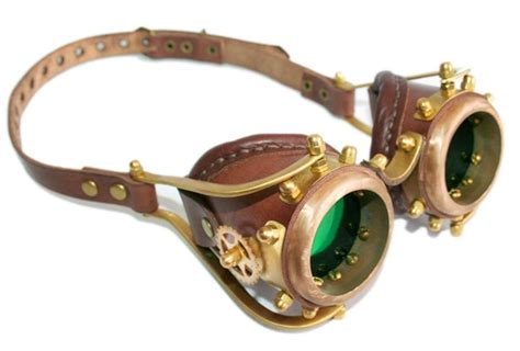 items similar to steampunk goggles made from solid brass brown leather