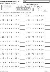 commutative property  addition math algebra  math worksheets math assessment math