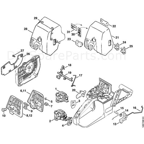 stihl  chainsaw  parts diagram air filterthrottle control