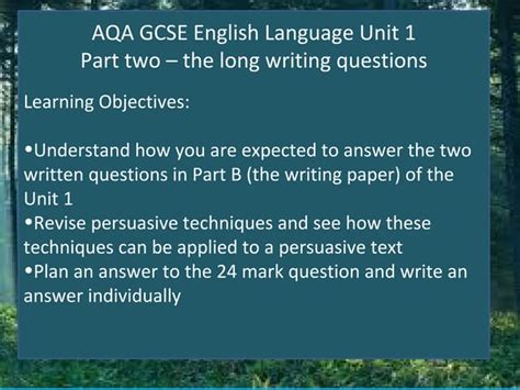 aqa english lang unit  exam paper