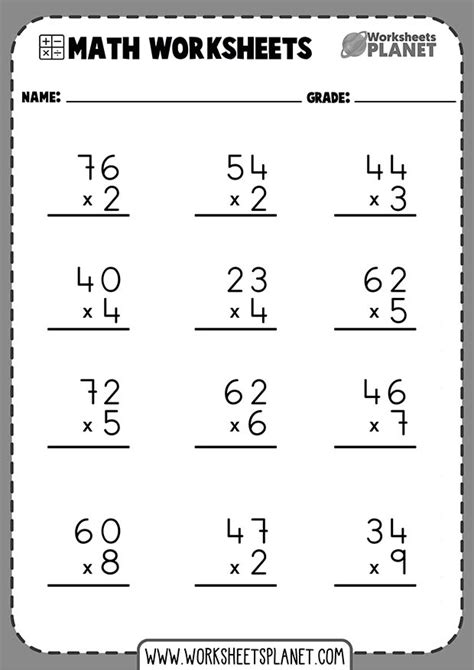 multiplication  digit worksheet double digit color  number