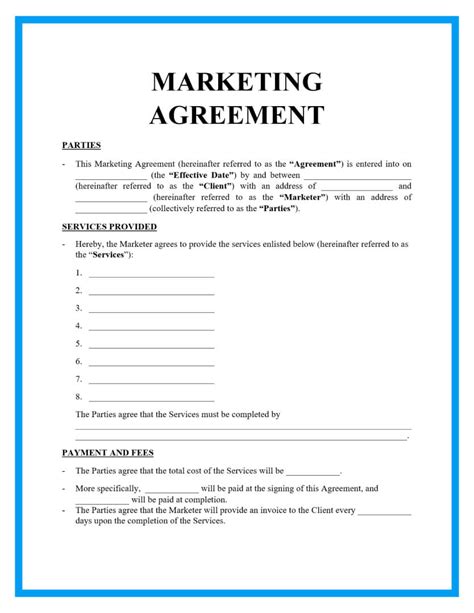 professional marketing agreement template