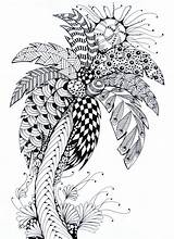 Coloring Summer Pages Adult Tree Printable Palm Adults Color Coloriage Zentangle Mandala Drawing Trees Online Colouring Books Palmier Print Patterns sketch template
