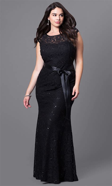 long plus size sequin lace prom dress promgirl