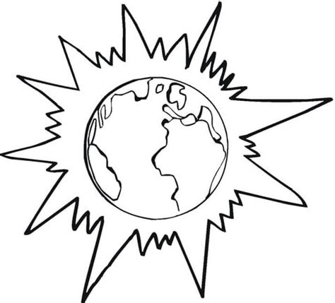 planet earth  front   sun coloring page supercoloringcom