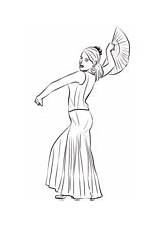 Flamenco Spanish Dancing Coloring Woman Spain Pages Printable sketch template