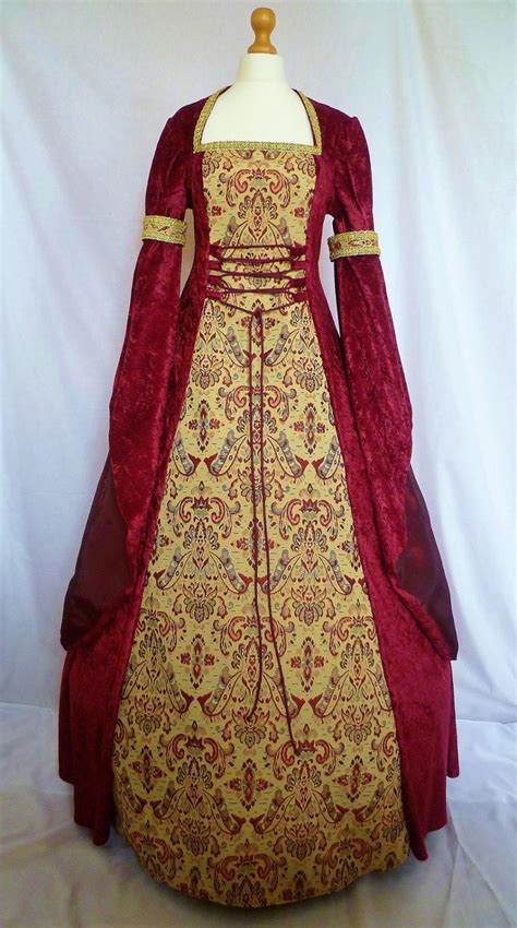 Medieval Dress Pagan Gown Gothic Costume Red Velvet