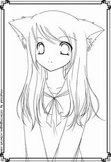 Coloring Anime Pages Cat Girl Fox Cute Girls Printable Print Girly Cartoon Pretty Color Drawing Neko Sheets Catgirl Colouring Chibi sketch template