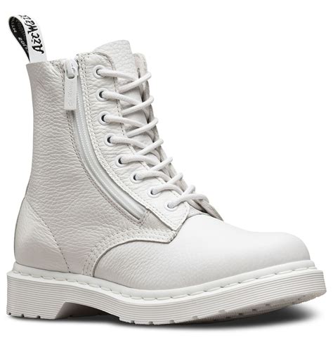 dr martens ladies pascal  white mono textured aunt sally leather zip boots ebay