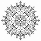 Mandala Mandalas Coloring Flowers Leaves Pages Simple Kids Flowery Leafy Print Color Adults Beautiful Unique Vegetation Printable Very Relatively Zen sketch template