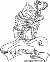 Coloring Valentines Adults Pages Cupcake Para Hearts Colorear Adult Valentine Cupcakes Dibujos Colouring Sheets Printable Coloriage Imprimir Drawing Food Color sketch template