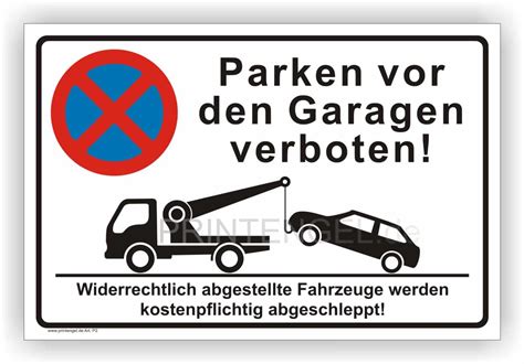 parkverbot parken vor den garagen verboten printengel