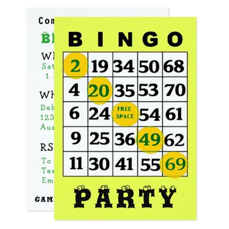 bingo party invitation zazzlecom