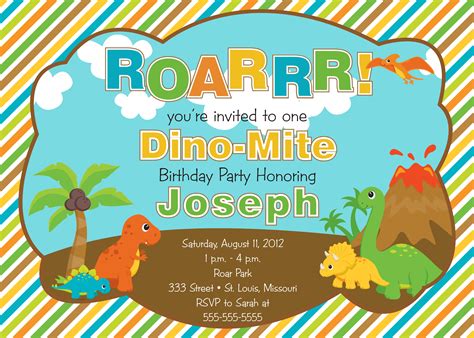 printable dinosaur birthday invitations dolanpedia