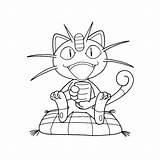 Kleurplaat Meowth Pokémon sketch template