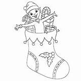 Stocking Christmas Coloring Pages Printable Doodle Icons Bear Ones Lovely Little sketch template
