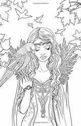 Elf Mythical Elves Ausmalbilder Mystical Ausmalen Fairies Fae Colouring Books Fenech Selina Erwachsene Wings Adulte Volwassenen Warrior Advanced Steampunk Magical sketch template